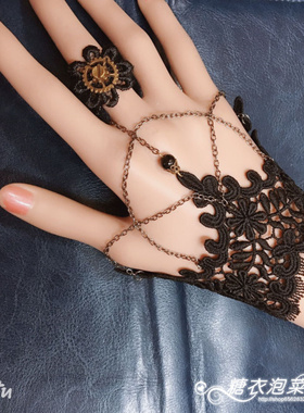 手链首饰蕾丝朋克女黑色