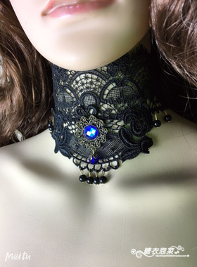 哥特颈饰糖衣泡菜水晶女珍珠