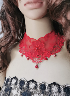 粉色颈链糖蕾丝女项链