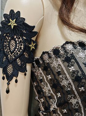 2025新款蕾丝星星遮盖臂围带度假旅游臂饰臂环女黑色松紧臂带单只