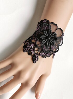 包邮紫色手链欧美多层蕾丝花朵手链花卉复古宫廷气质女友腕带腕饰