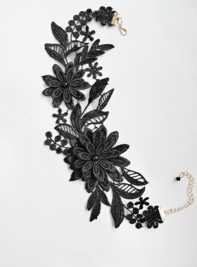 礼服花朵项链复古白色项链哥特