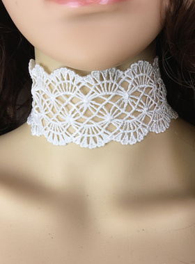 短款白色项链颈带糖衣泡菜蕾丝女