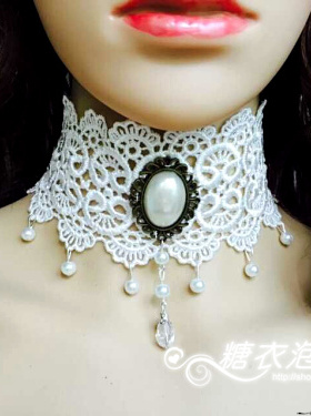 镶钻项链糖衣泡菜蕾丝女珍珠