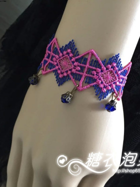 蕾丝宝蓝粉色女舞台演出手臂项饰