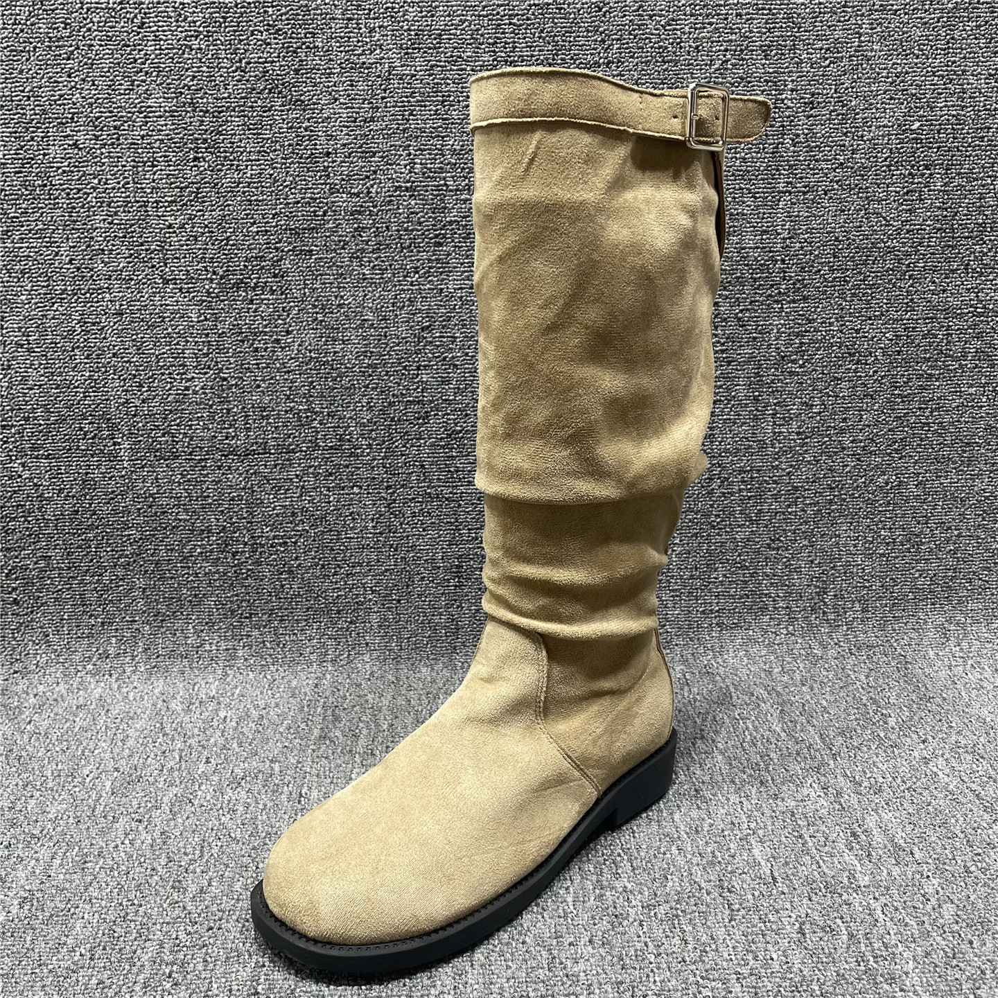 断码处理复古西部牛仔靴子女秋冬新款堆堆靴不过膝长筒靴骑士长靴 - 图0