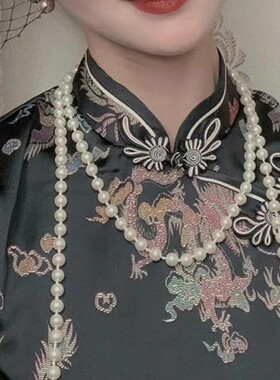 法式高级感长款叠戴珍珠项链女款2024新款轻奢小众夏季锁骨链颈链