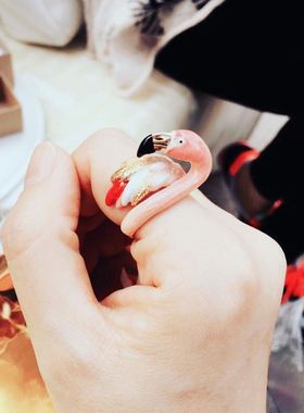 火烈鸟泰国设计师耳环戒指包邮