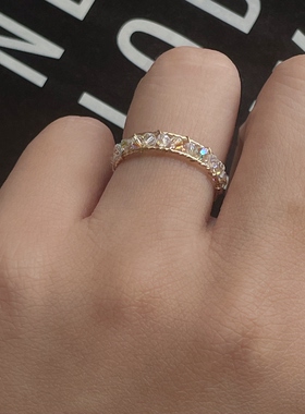 施家水晶14k包金开口戒女小众贵气指环ins高级感手工轻奢不褪色