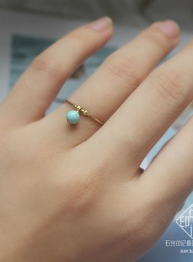 石光原创转运珠小吊坠绿松石戒指