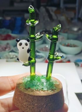 新品国潮琉璃熊猫手作工系列盲盒公仔手办可爱潮玩动物摆件小礼物