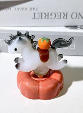 新年可爱小马琉璃桌面摆件礼物