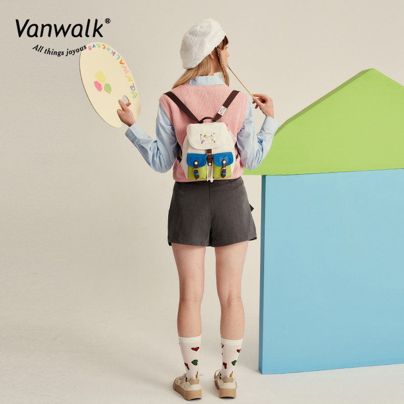 VANWALK&caro联名 可爱糖果少女初高中学生书包轻便通勤双肩包ins - 图3