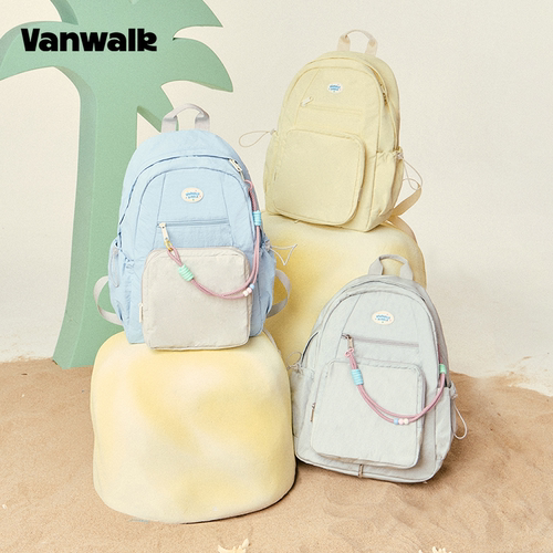 VANWALK泡泡岛 原创个性痛层双肩背包少女新款出游初中高中生书包 - 图0