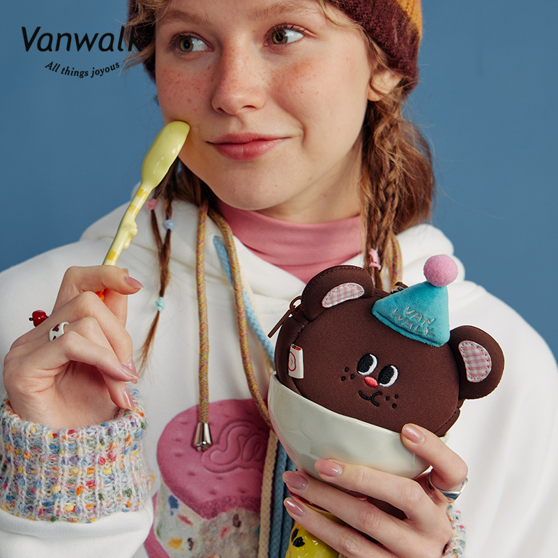 VANWALK lucky house 手工卡通可爱挂绳零钱包少女迷你收纳小包包