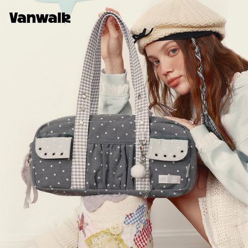 VANWALK lucky pony新款少女波点单肩包通勤百搭外出手提腋下包包 - 图0