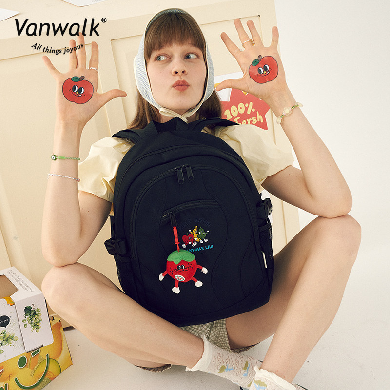 vanwalk果趣精灵自制美式女双肩包 出走双肩背包