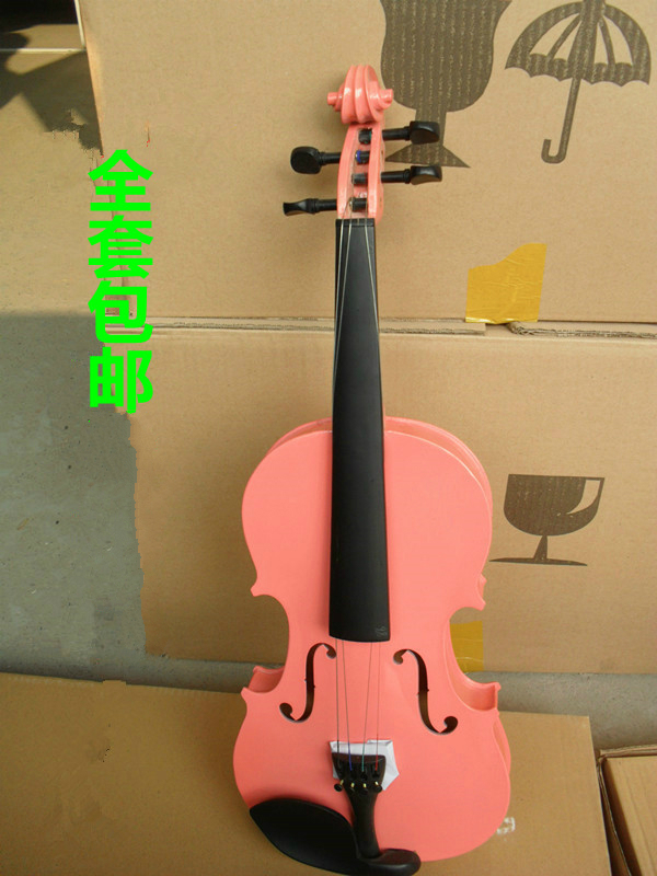 包邮彩色小提琴  粉色小提琴 全套配置 配粉色弓杆 - 图0