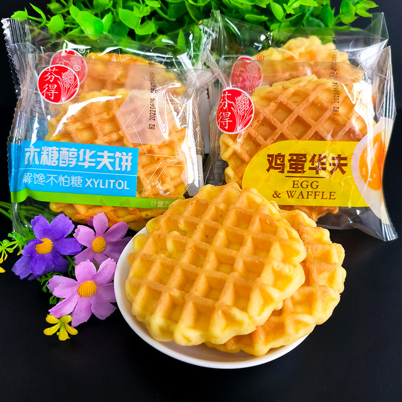 芬得鸡蛋华夫饼500g西式糕点新品木糖醇早餐儿童网红松小零食散装 - 图1