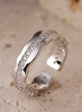 女925纯银大气镶钻戒指