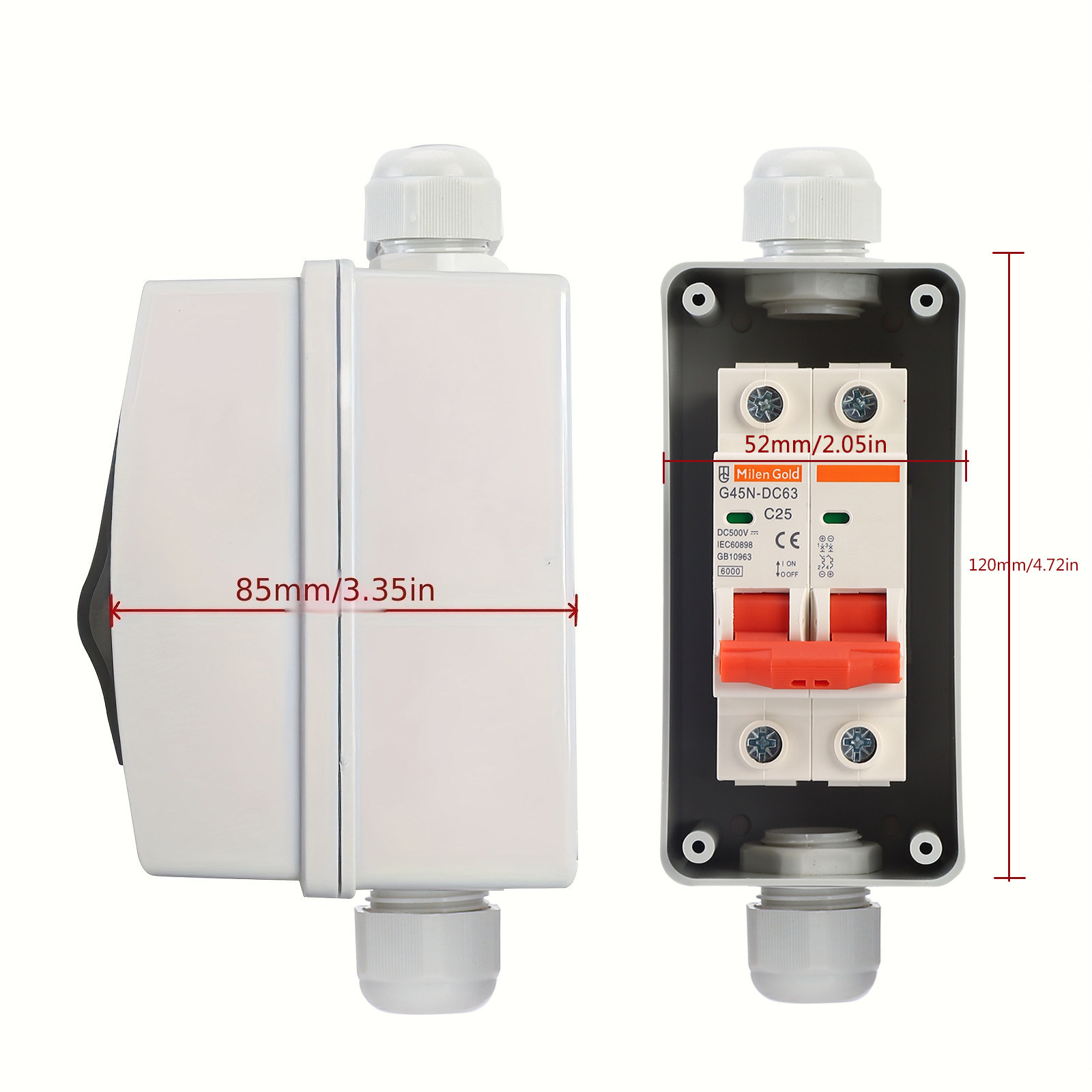 太阳能光伏直流断路器开关2P防水型 IP65光伏汇流配电箱开关,淘宝优惠券,粉丝福利购,淘宝优惠卷