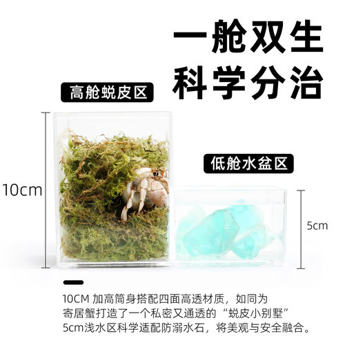 寄居蟹蜕皮桶套装～隔离盒套缸活体宠物躲避大号小号迷你多规格 - 图1