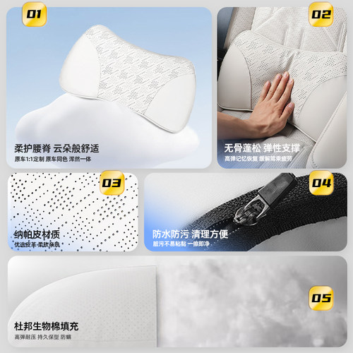 适用于极氪007GT/7X/9X/X/001/007/009纳帕皮革腰靠内饰用品配件 - 图0