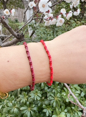 保真天然朱砂红砂紫金砂水飞砂竹节手串手链男女款单圈配件饰品工