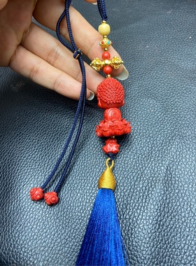 朱砂红砂立体莲花佛宝车挂包挂家