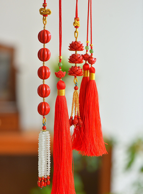 真朱砂红砂高含量黄财神双面车挂