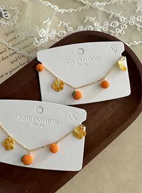 手工毛线钩织水果花花手链可爱