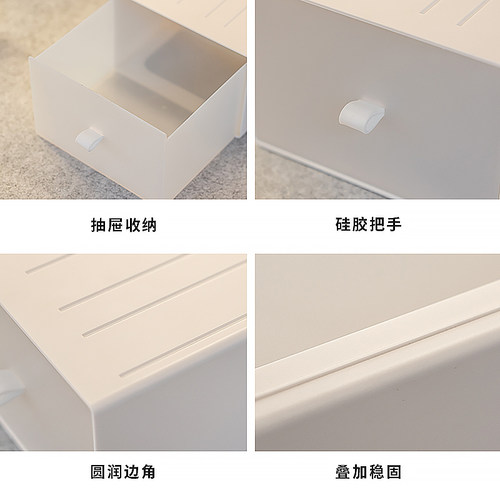 桌面抽屉式收纳盒书桌文具办公桌收纳置物架学生宿舍桌上小收纳柜 - 图2