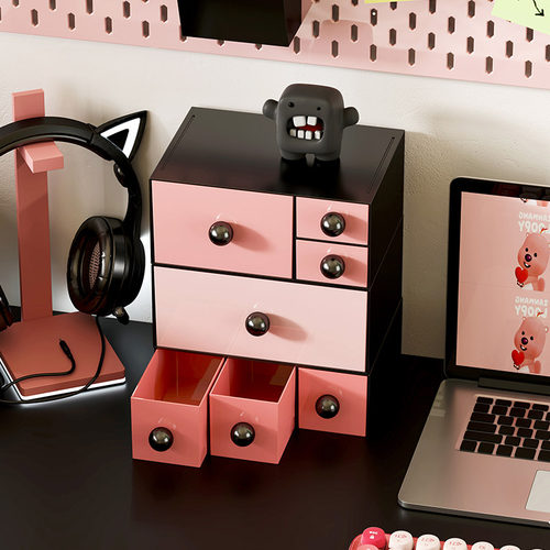 抽屉式桌面收纳盒书桌上文具整理神器办公室玄关杂物置物架储物盒 - 图3