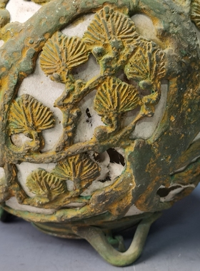 日本高冈铜器圆形宫灯青铜灯笼铜制雨龙纹样复古家居摆件挂件收藏