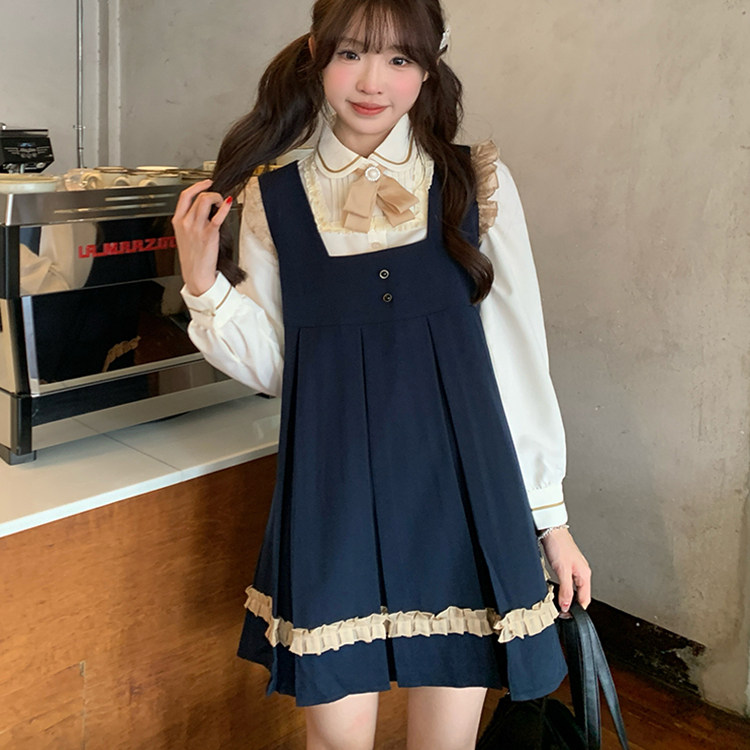 东京岁时记原创jk制服连衣裙套装衬衫女夏可爱学院风卡奶裙小飞袖,淘宝优惠券,粉丝福利购,淘宝优惠卷