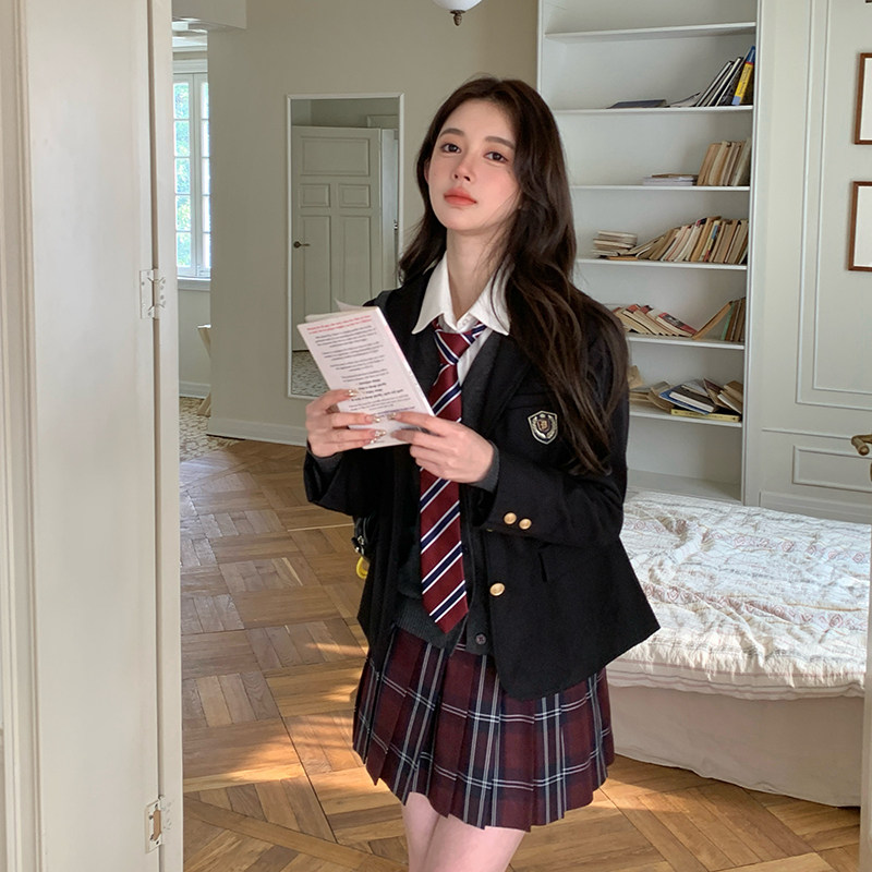 东京岁时记jk制服黑色西服外套女新款西服套装高级感布朗茶茶套装,淘宝优惠券,粉丝福利购,淘宝优惠卷