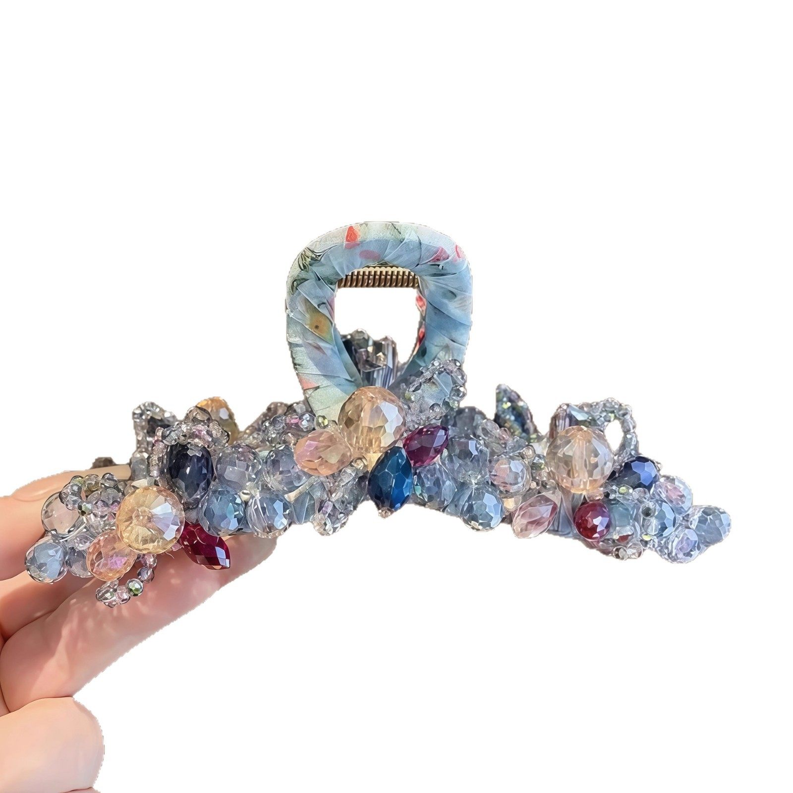 韩国气质水晶花朵发夹后脑勺盘发夹子高级感轻奢鲨鱼夹大号抓夹女,淘宝优惠券,粉丝福利购,淘宝优惠卷