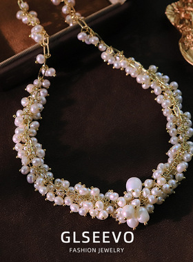 复古珍珠项链百搭高级感淡水珍珠海竹吊坠春夏不掉色跨境饰品女生