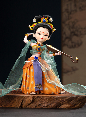 绢人娃娃中国风书房摆件