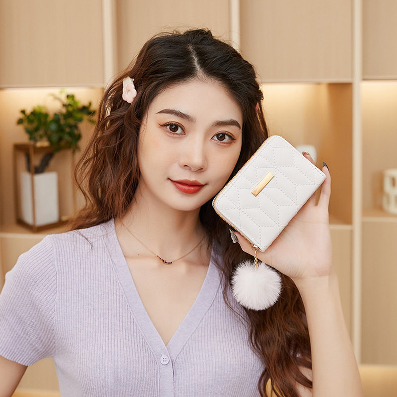 2023新款女士钱包潮流毛绒吊饰零钱钥匙小包休闲卡包外贸包包,淘宝优惠券,粉丝福利购,淘宝优惠卷