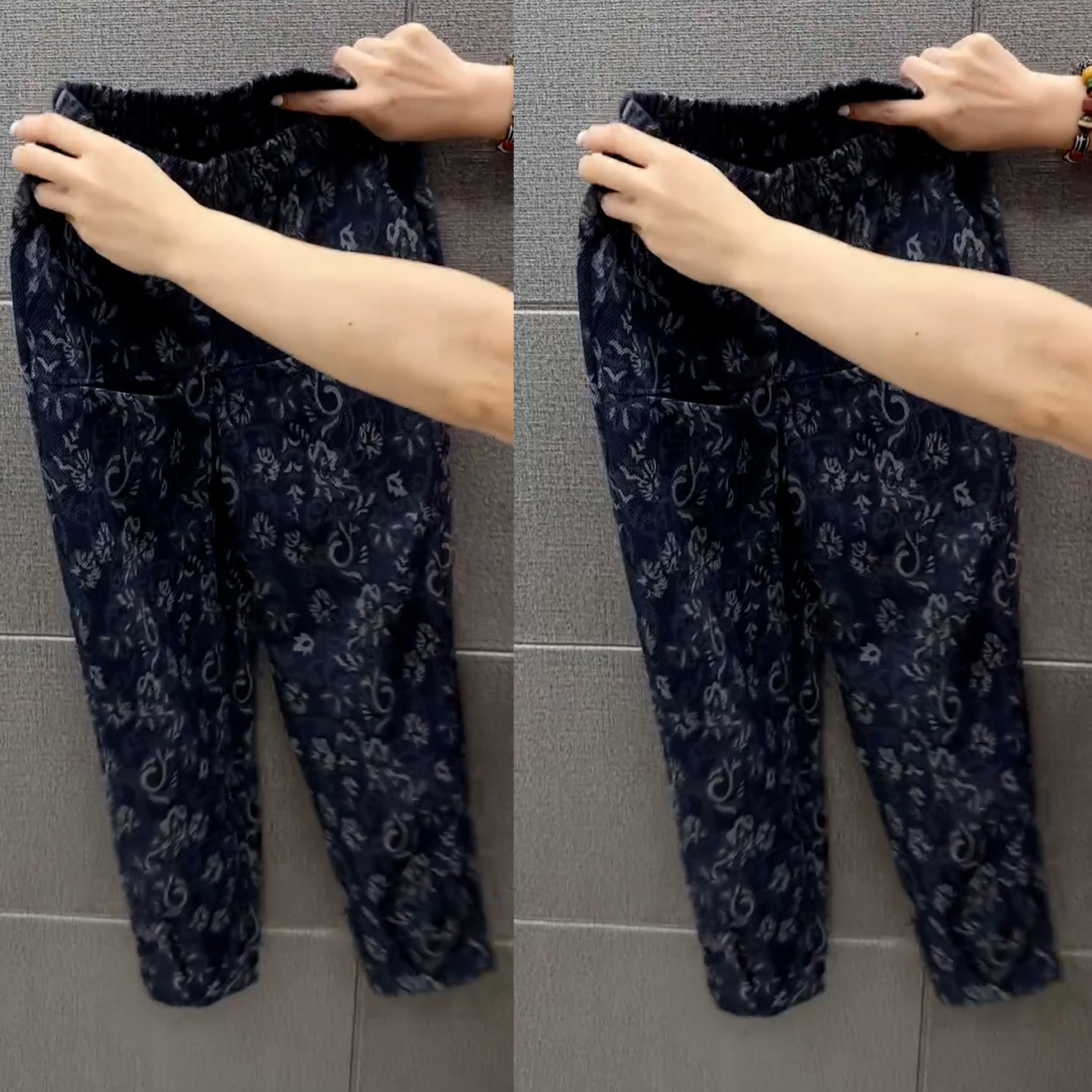 2025秋冬季新款宽松休闲时尚哈伦裤青花瓷印花通勤九分萝卜裤子,淘宝优惠券,粉丝福利购,淘宝优惠卷