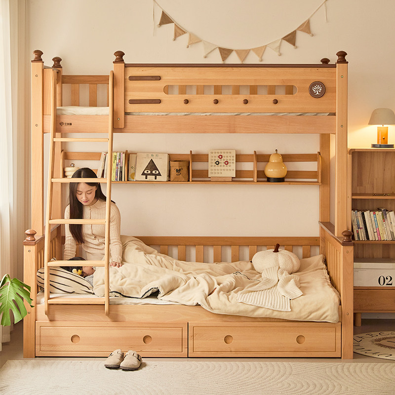 金多喜上下床双层床实木上下铺原木风高低床榉木儿童床加厚子母床