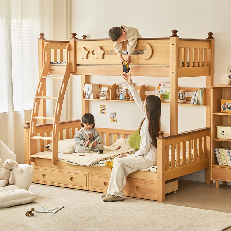 金多喜上下床双层床全实木成人床高低床母子床儿童床上下铺子母床