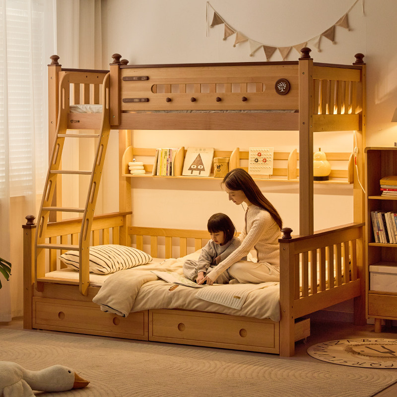 金多喜上下床双层床实木上下铺原木风高低床榉木儿童床加厚子母床