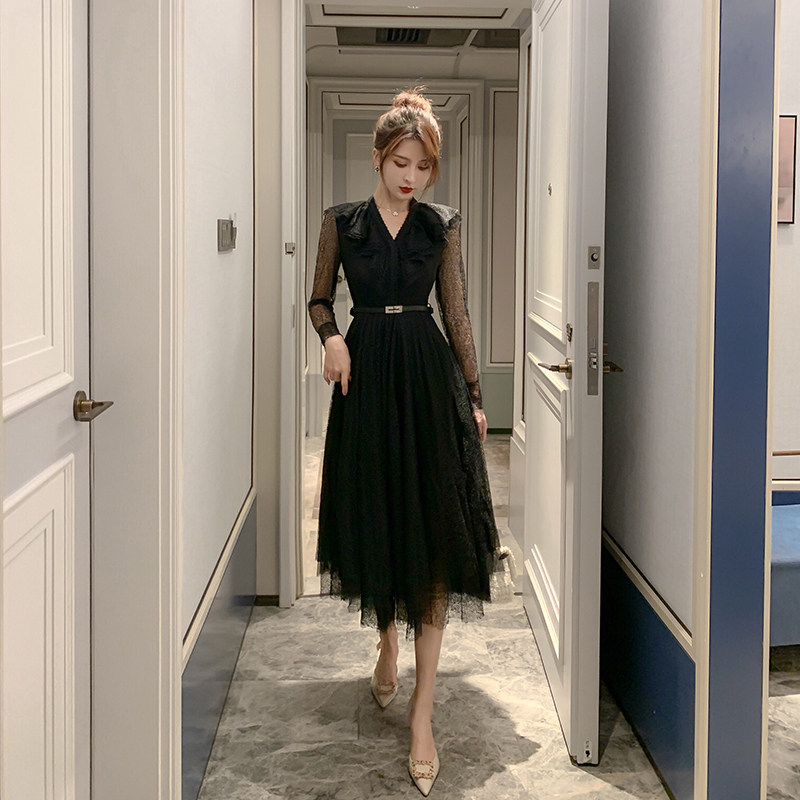 小礼服平时可穿出门纱黑色轻连衣裙 奈安服饰礼服/晚装