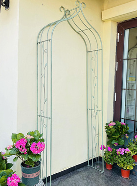 新美式乡村复古铁艺拱门地面装饰花架阳台花园户外庭院植物攀爬品