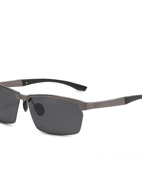 超轻铝镁半框墨镜时尚防紫外线司机驾驶镜户外骑行偏光男女墨镜