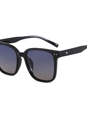 韩版新款方框黑色高级感黑色墨镜时尚百搭开车潮流专用偏光太阳镜