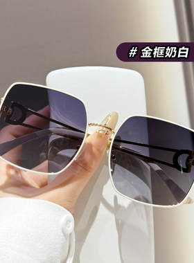 显脸小方形金属大框太阳镜女高级感带钻偏光墨镜骑车开车防刺眼潮