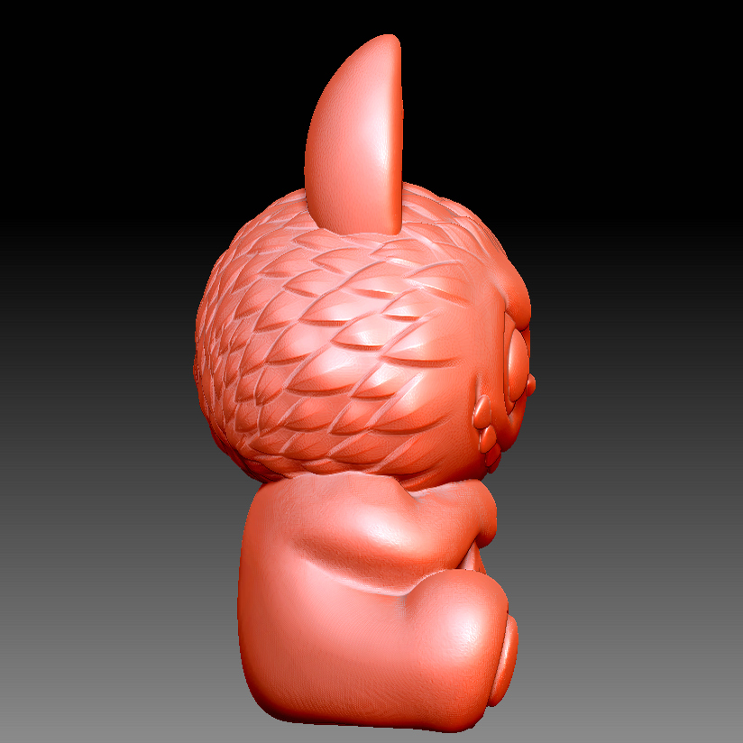 9153招财铜钱拉布布圆雕图雕刻机3D打印素材STL格式模型图OBJ精雕 - 图0